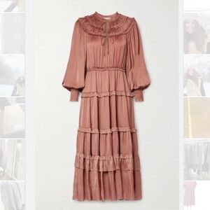 Ulla Johnson Long Sleeve Serena Satin midi dress